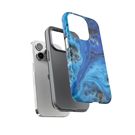 Blue Ice Melt Ink Art iPhone Case (Protective) Phone Case