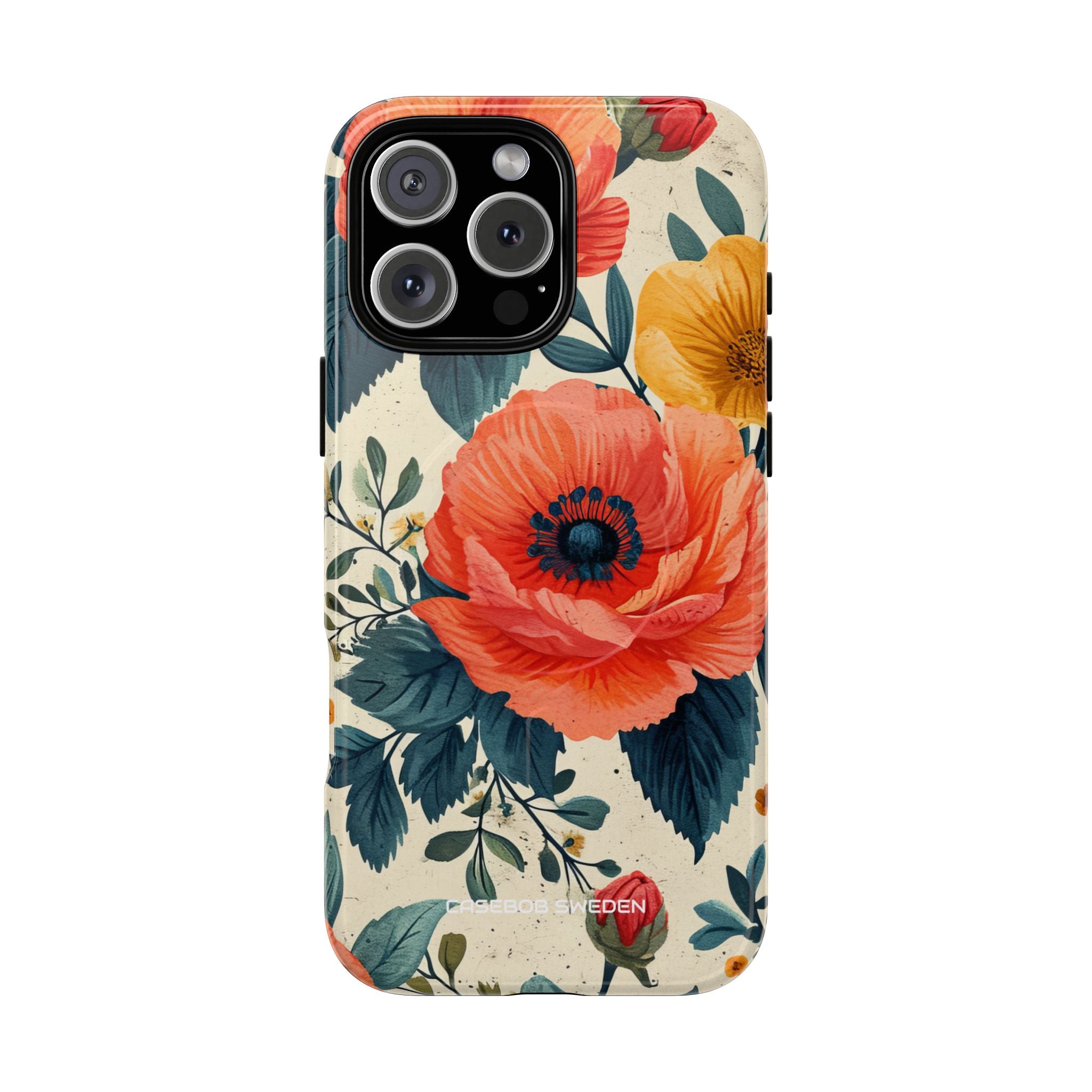 Vibrant Botanical Poppies - Tough+ iPhone 16 Phone Case