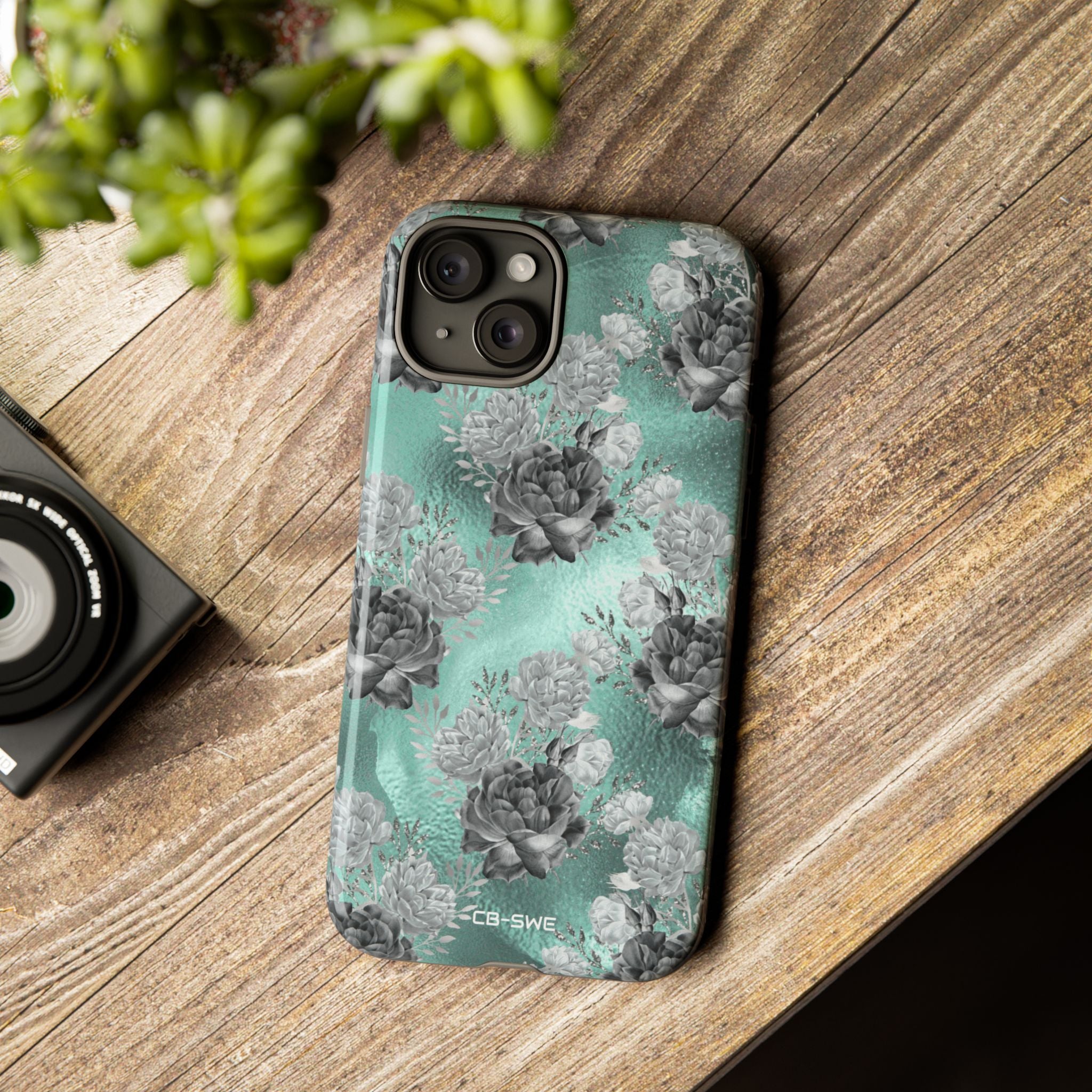 Teal Floral Elegance - iPhone Case