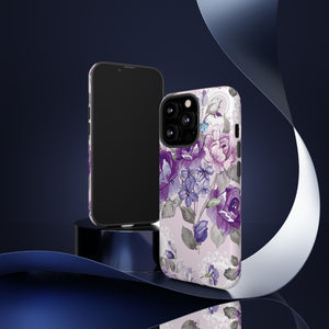 Beautiful vintage purple flower iPhone case - Protective Phone Case