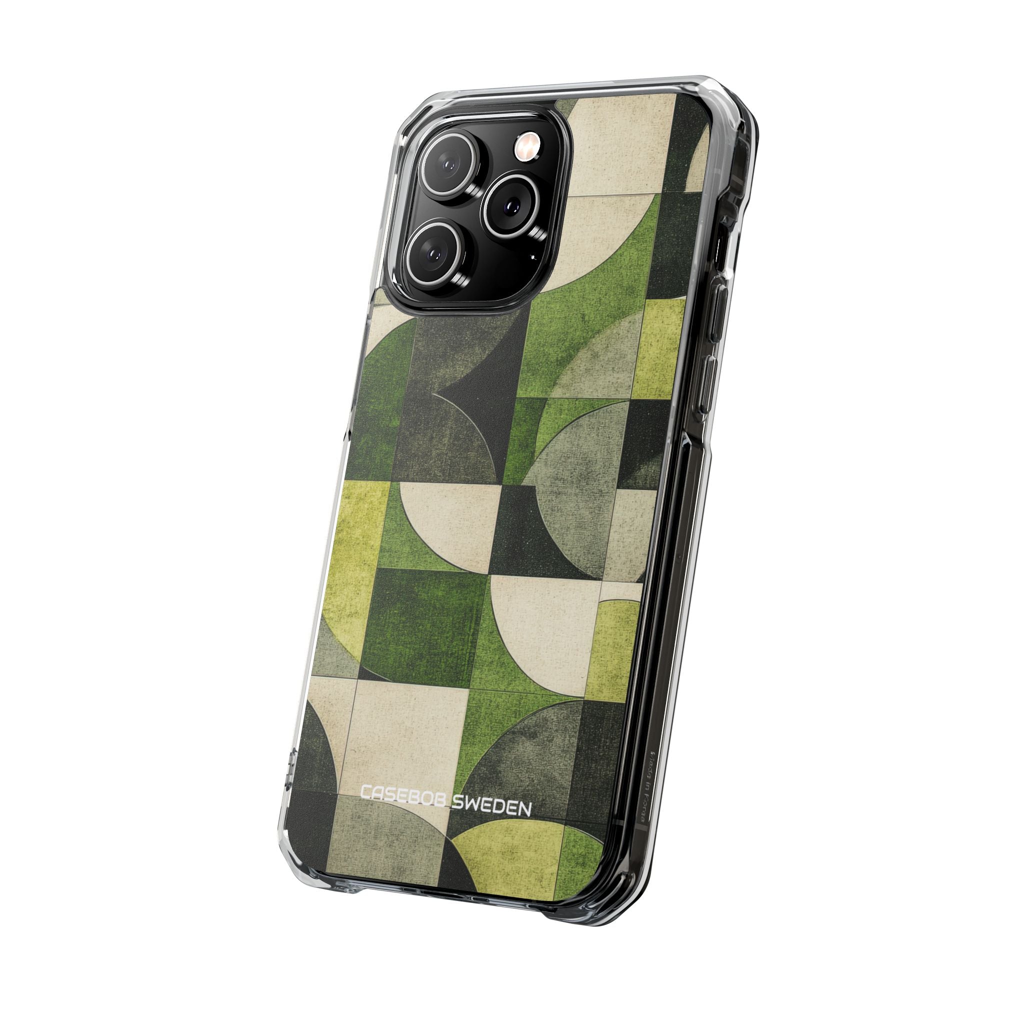 Green Geometric Harmony - Clear Impact iPhone 14 Phone Case