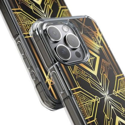 Golden Geometric Opulence iPhone 15 - Clear Impact Phone Case