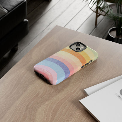 Pastel Rainbow Bands iPhone 14 Case - Tough