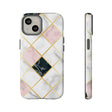 Pink Marble Geometric iPhone Case (Protective) iPhone 14 Glossy Phone Case