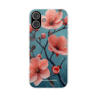 Teal Coral Blossom - Flexi iPhone 16 Handyhülle