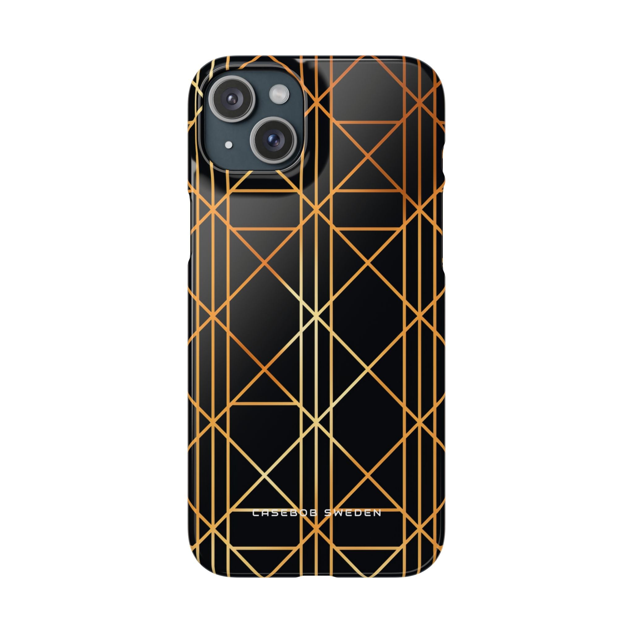 Golden Geometric Elegance iPhone 15 - Slim Phone Case