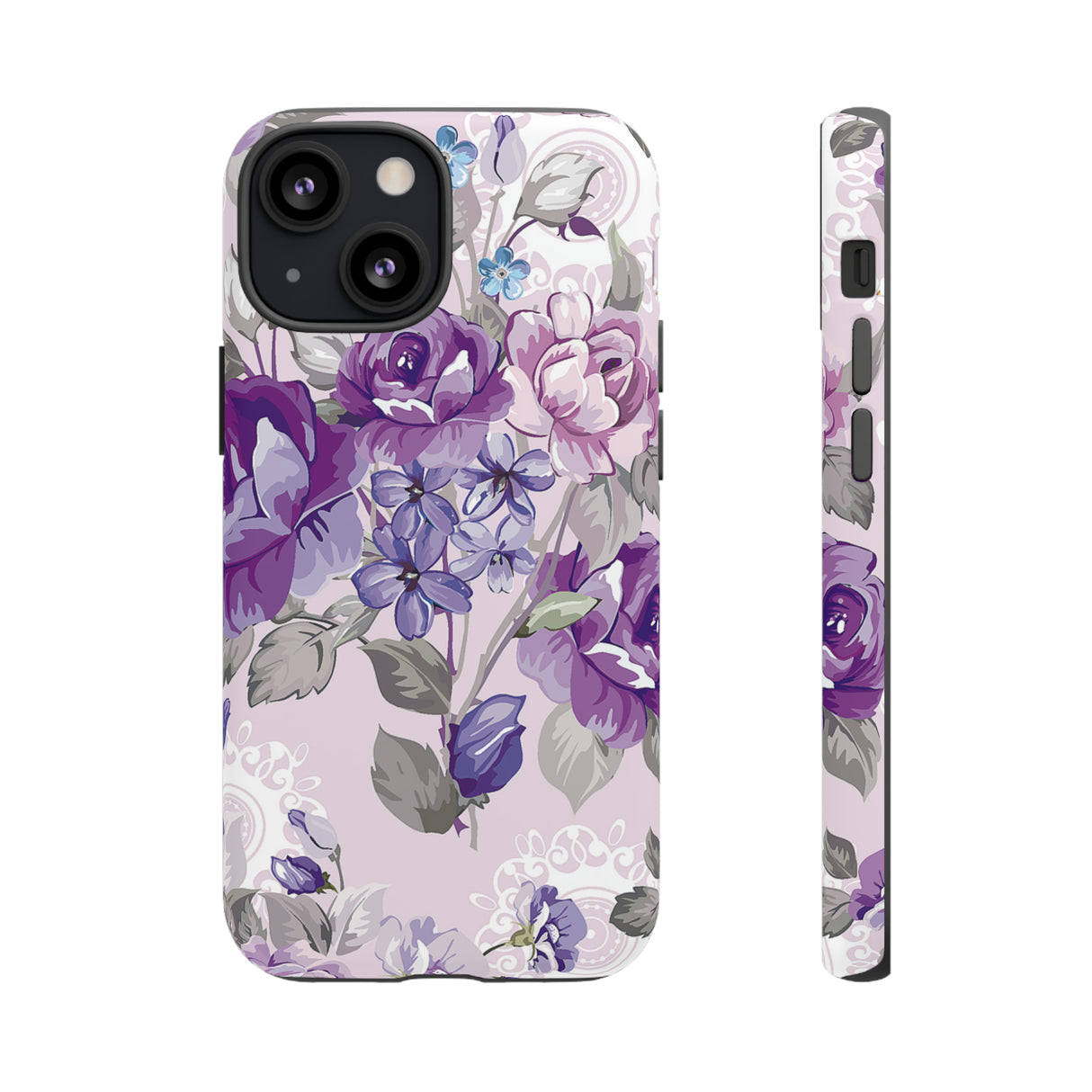 Beautiful vintage purple flower iPhone case (Protective) - Protective Phone Case