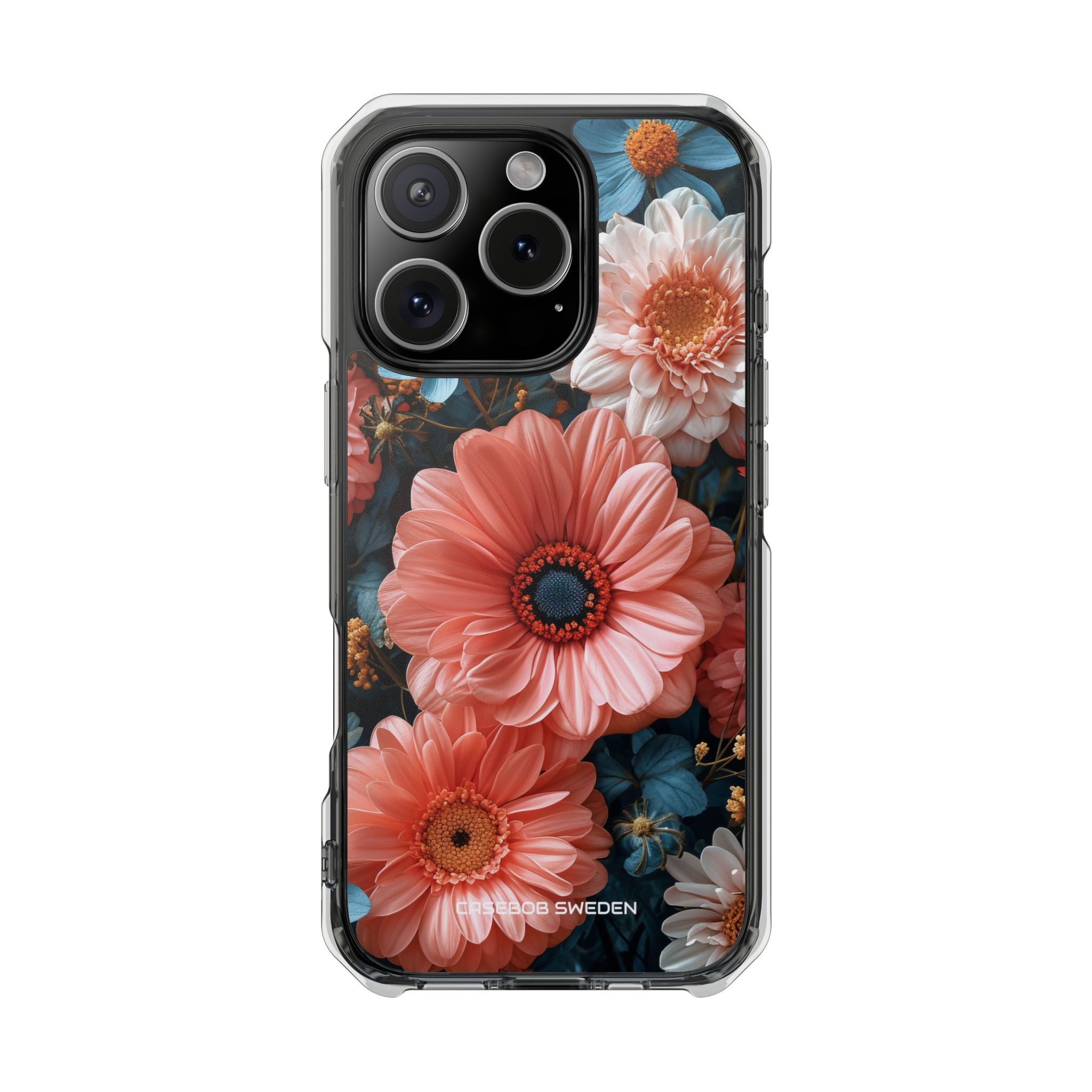 Coral Teal Blooms - Clear Impact iPhone 16 Phone Case