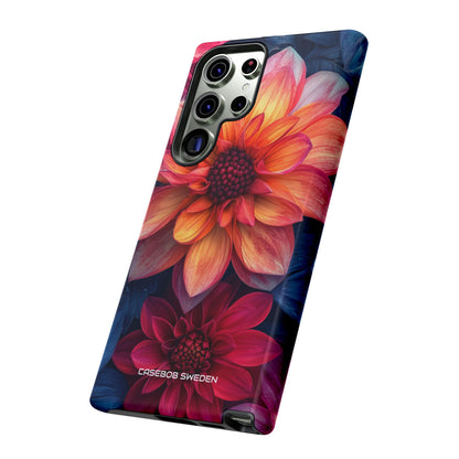 Floral Harmony Orange Blue - Tough Samsung S23 Phone Case