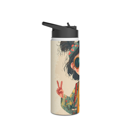 Peace Pigtails - Stainless Steel Water Bottle
