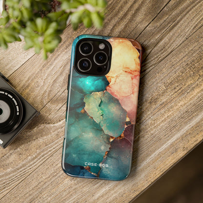 Teal Mosaic Veins iPhone 16 Pro Max Case - Tough