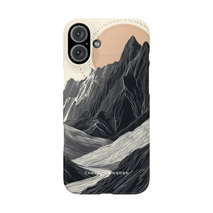 Minimalist Mountain Landscape with Flowing River iPhone 16 - Slim Phone Case