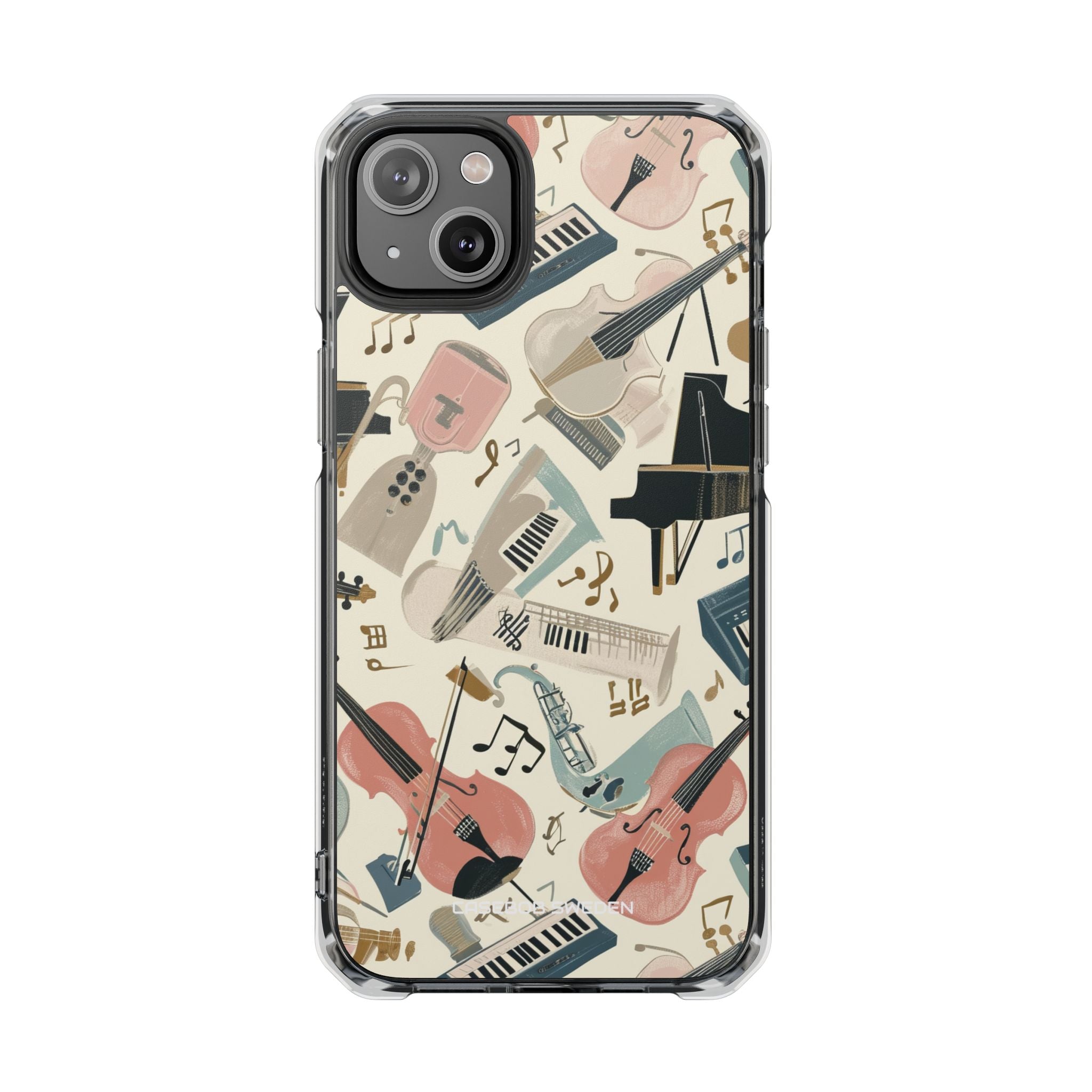 Beige Musical Instruments Pattern - Clear Impact iPhone 14 Phone Case