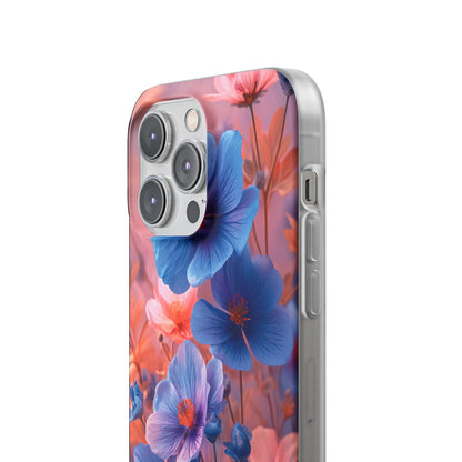 Blue Peach Blossoms - Flexi iPhone 14 Phone Case