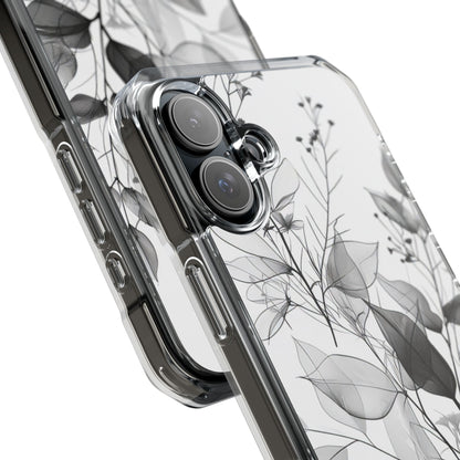 Monochrome Floral Elegance iPhone 16 - Clear Impact Phone Case