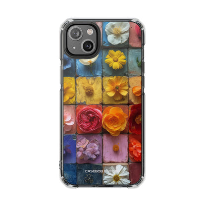 Vibrant Floral Tiles - Clear Impact iPhone 14 Phone Case