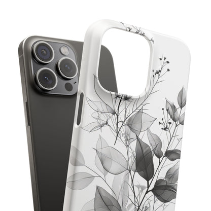 Monochrome Floral Elegance iPhone 15 - Slim Phone Case