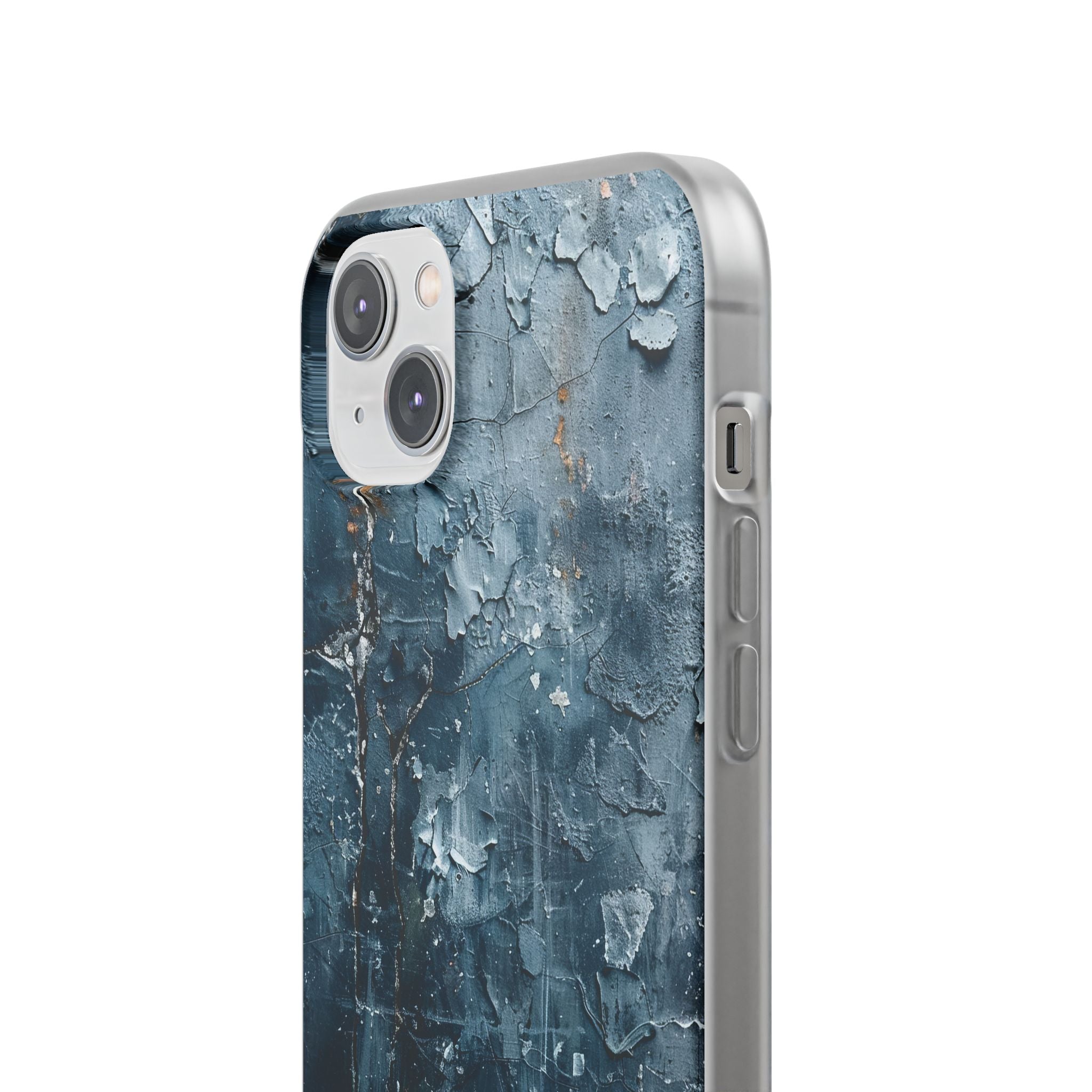 Weathered Blue Tapestry with Cracked Layers iPhone 14 - Flexi Phone Case