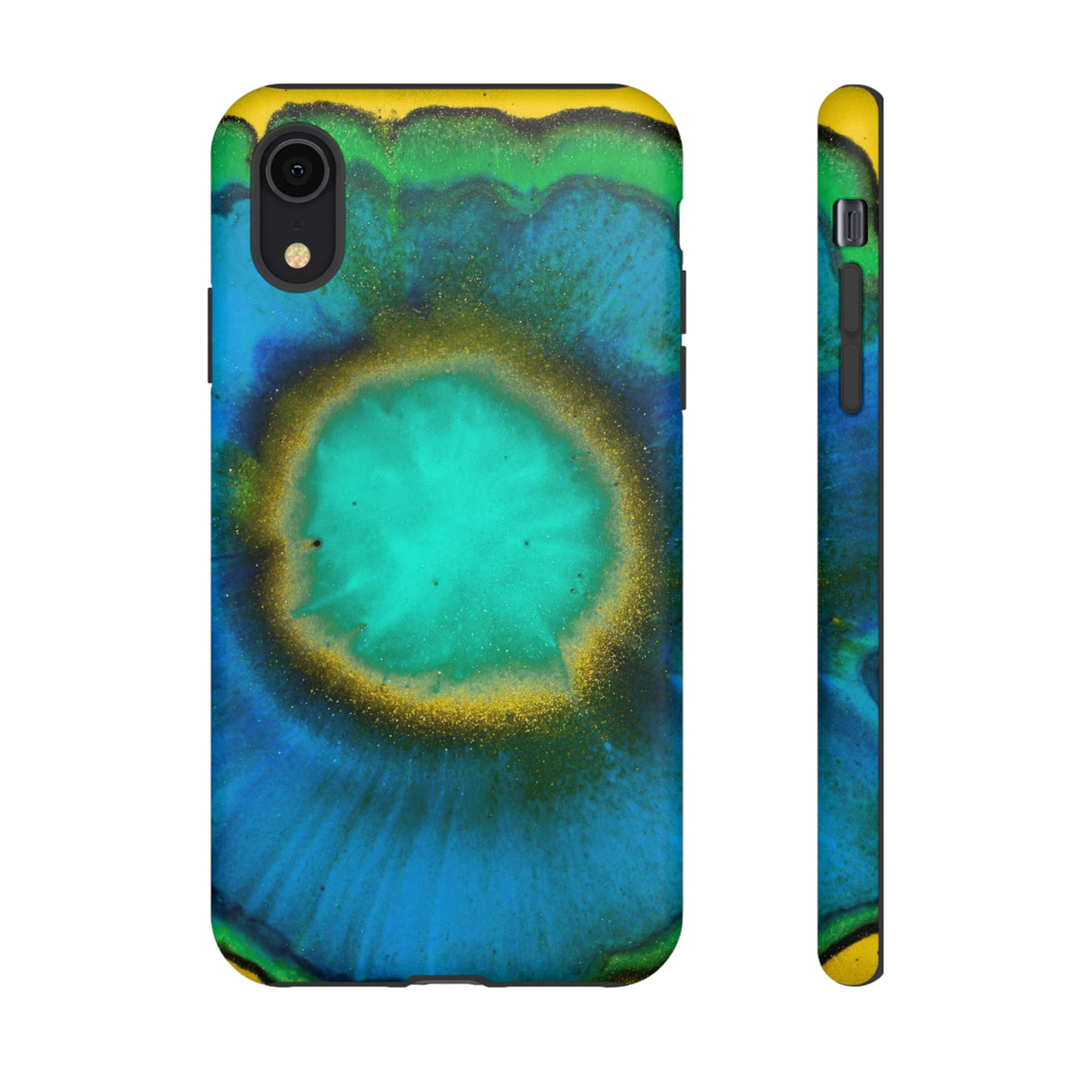 Neon Blue Ink Art iPhone Case (Protective) iPhone XR Matte Phone Case