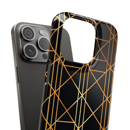 Golden Geometric Elegance iPhone 15 - Slim Phone Case