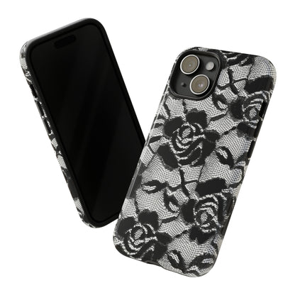 Black Rose Lace Gothic Flower - Protective Phone Case