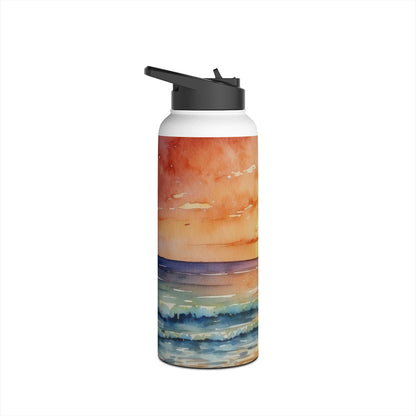 Golden Palm Sunset - Stainless Steel Water Bottle