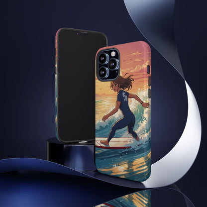 Surfing Into Sunset - iPhone Case