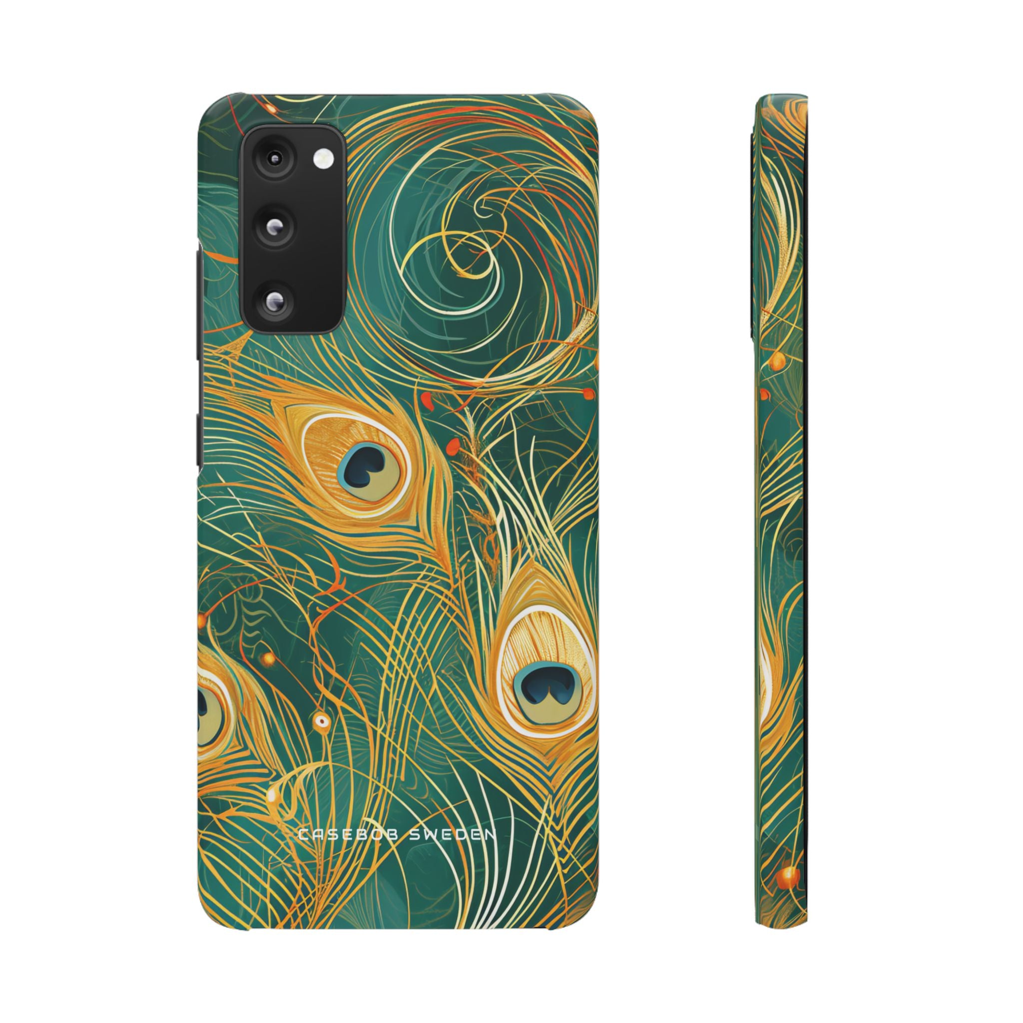 Peacock Elegance in Teal and Gold Samsung S20 - Slim Phone Case