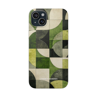 Green Geometric Harmony - Flexi iPhone 15 Phone Case