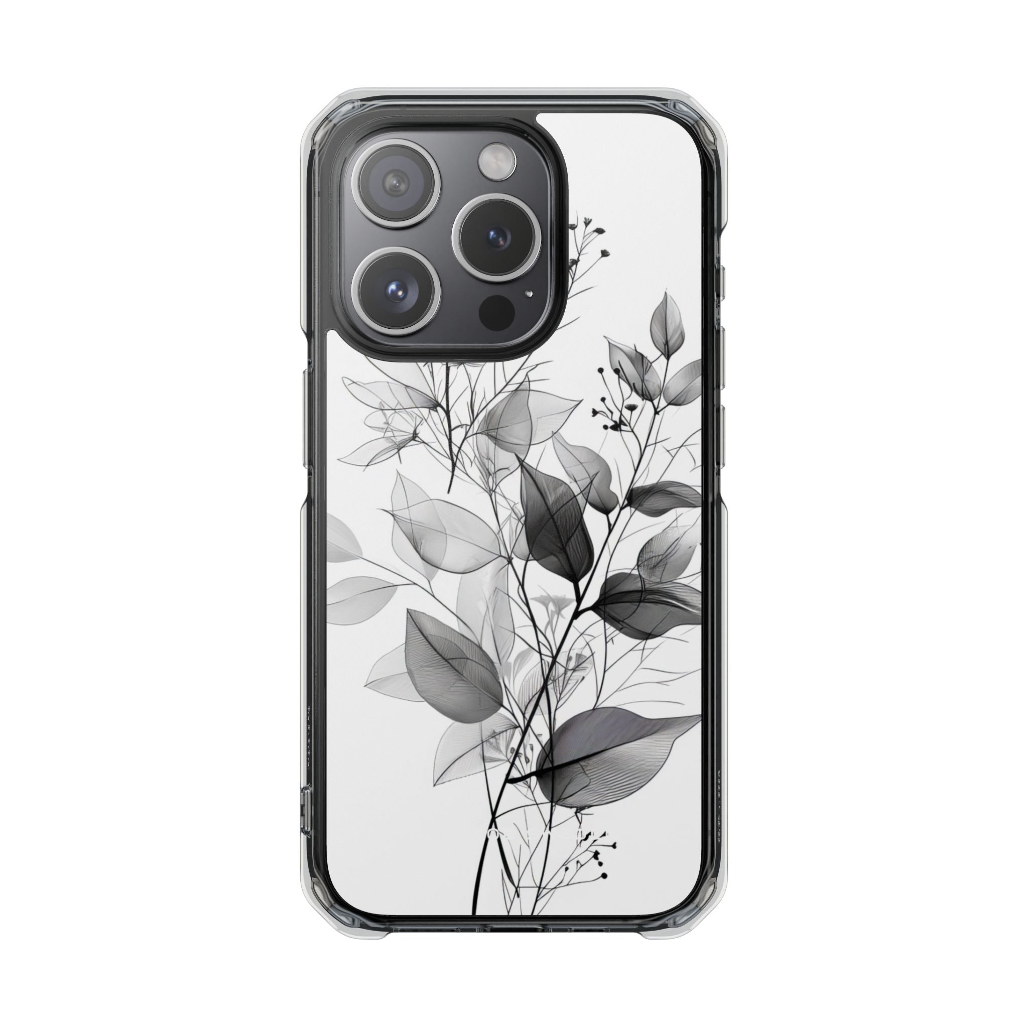 Monochrome Floral Elegance iPhone 15 - Clear Impact Phone Case