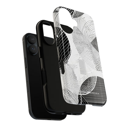 Geometric Monochrome Flow iPhone 16 | Tough+ Phone Case