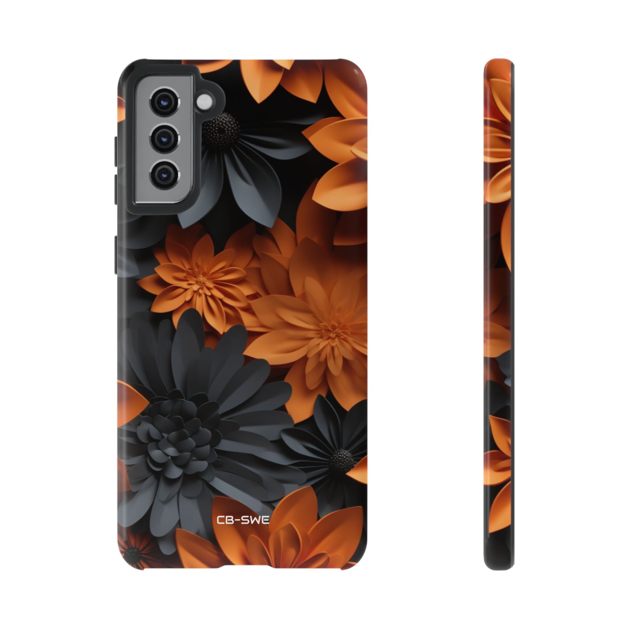 Graphical Orange Florals - Samsung Case