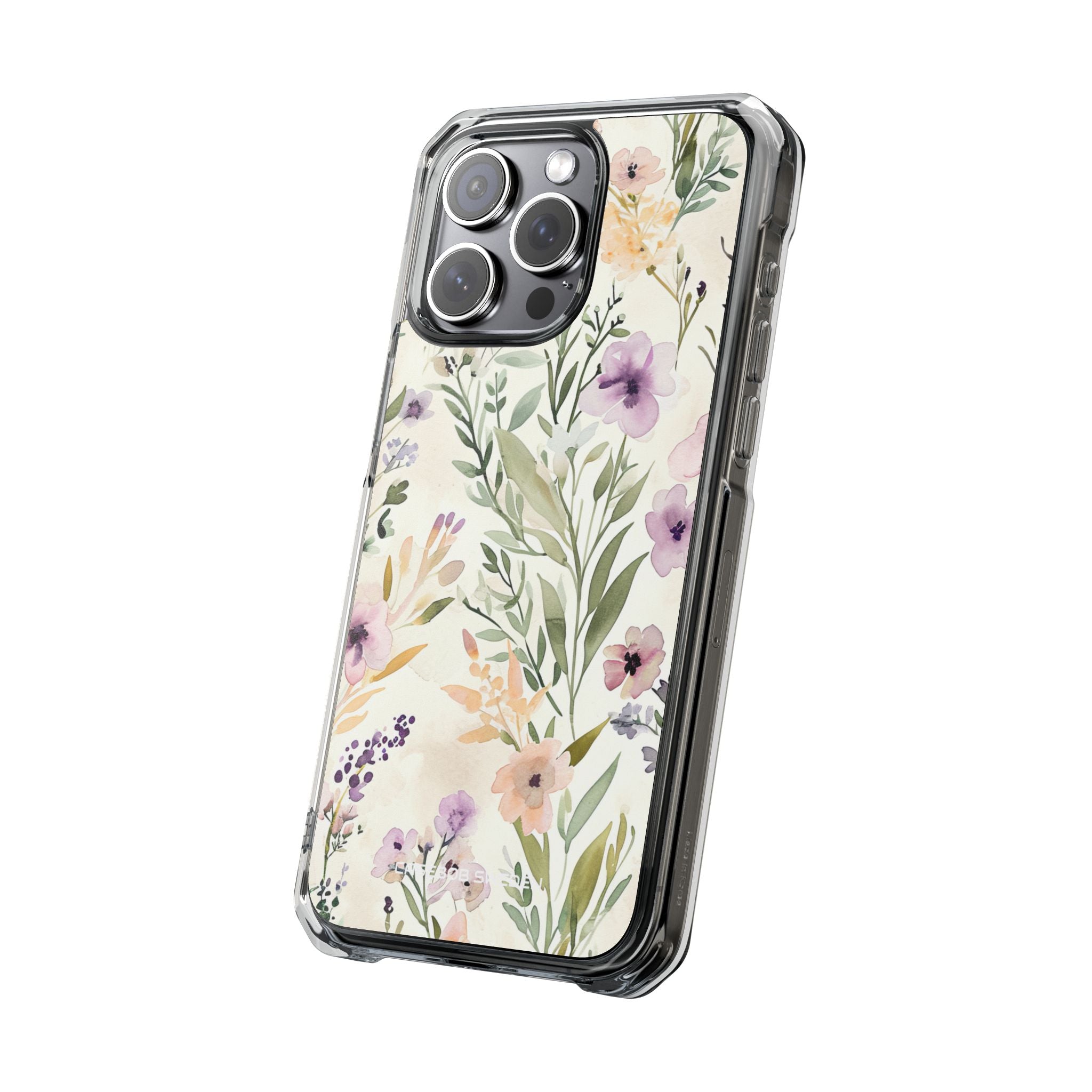 Soft Green Lavender Floral Pattern - Clear Impact iPhone 15 Phone Case