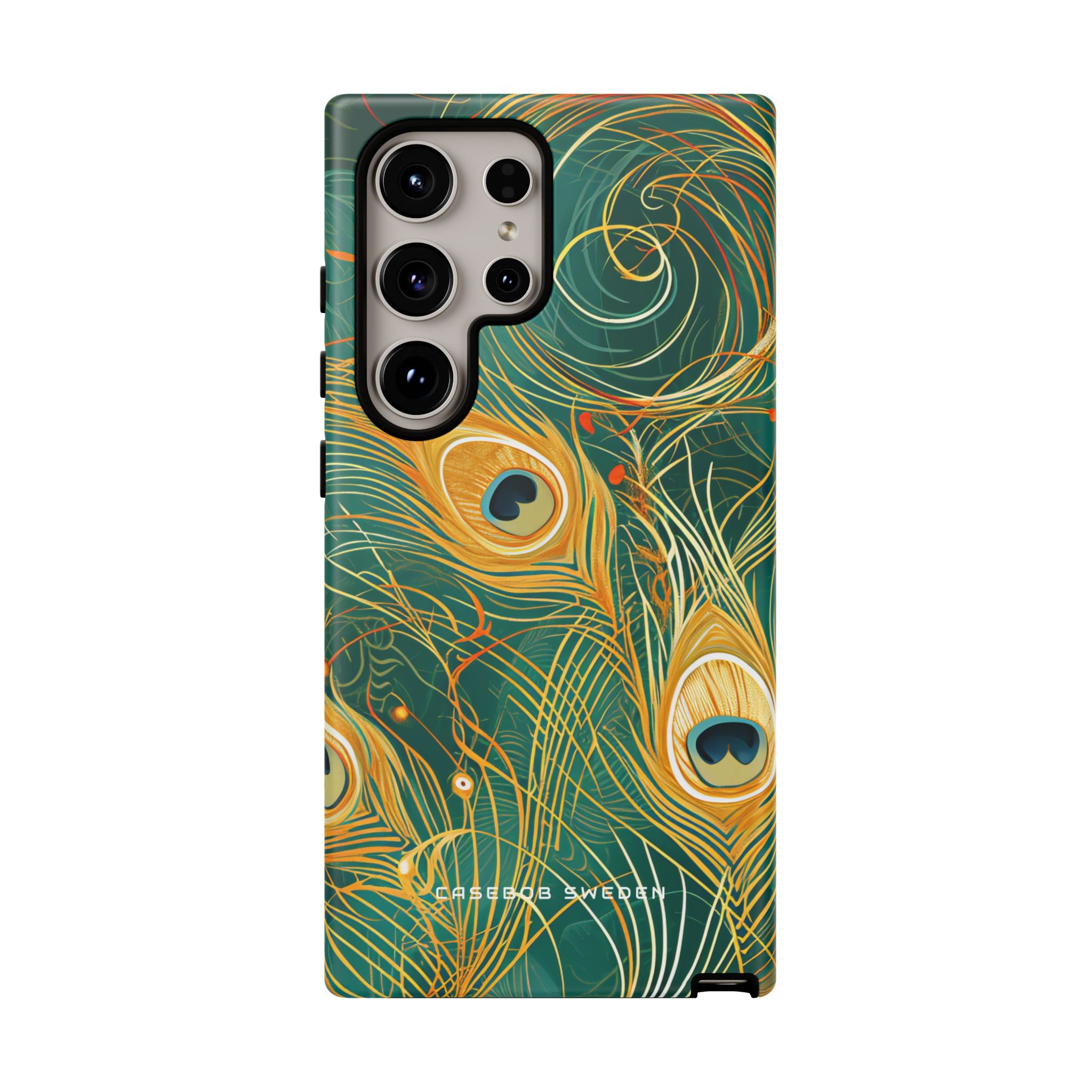 Peacock Elegance in Teal and Gold Samsung S24 - Tough Phone Case