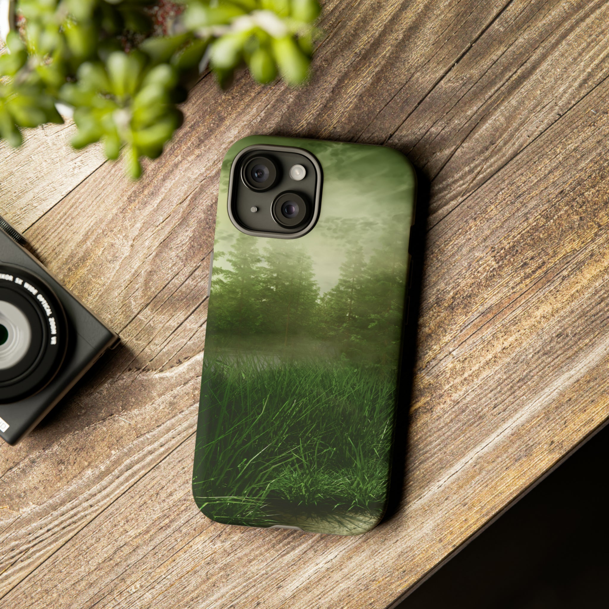 Foggy Green Landscape - Protective Phone Case