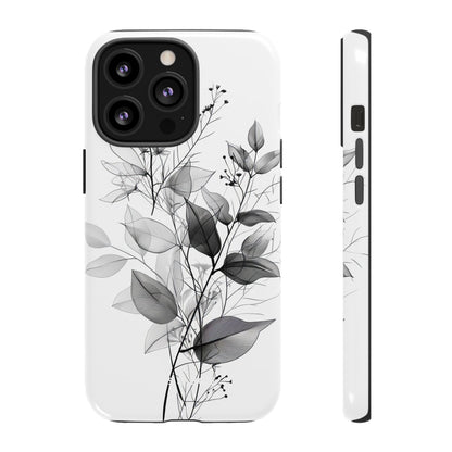 Veined Leaves Gray iPhone 13 Pro Case - Tough