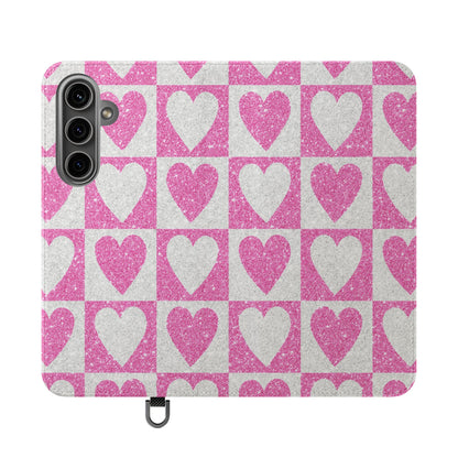 Glitter Heartgrid - Samsung S24 Plus Case - Wallet