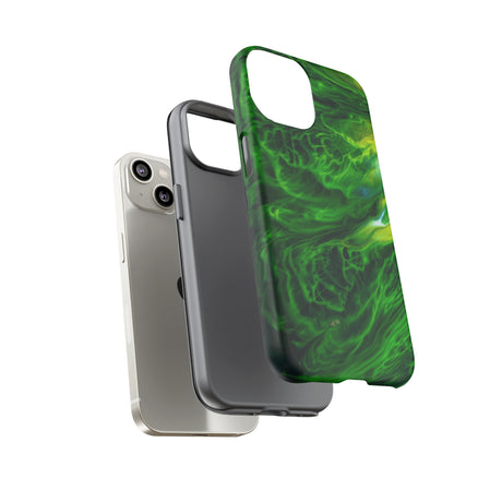 Neon Green Wave Ink Art iPhone Case (Protective) Phone Case