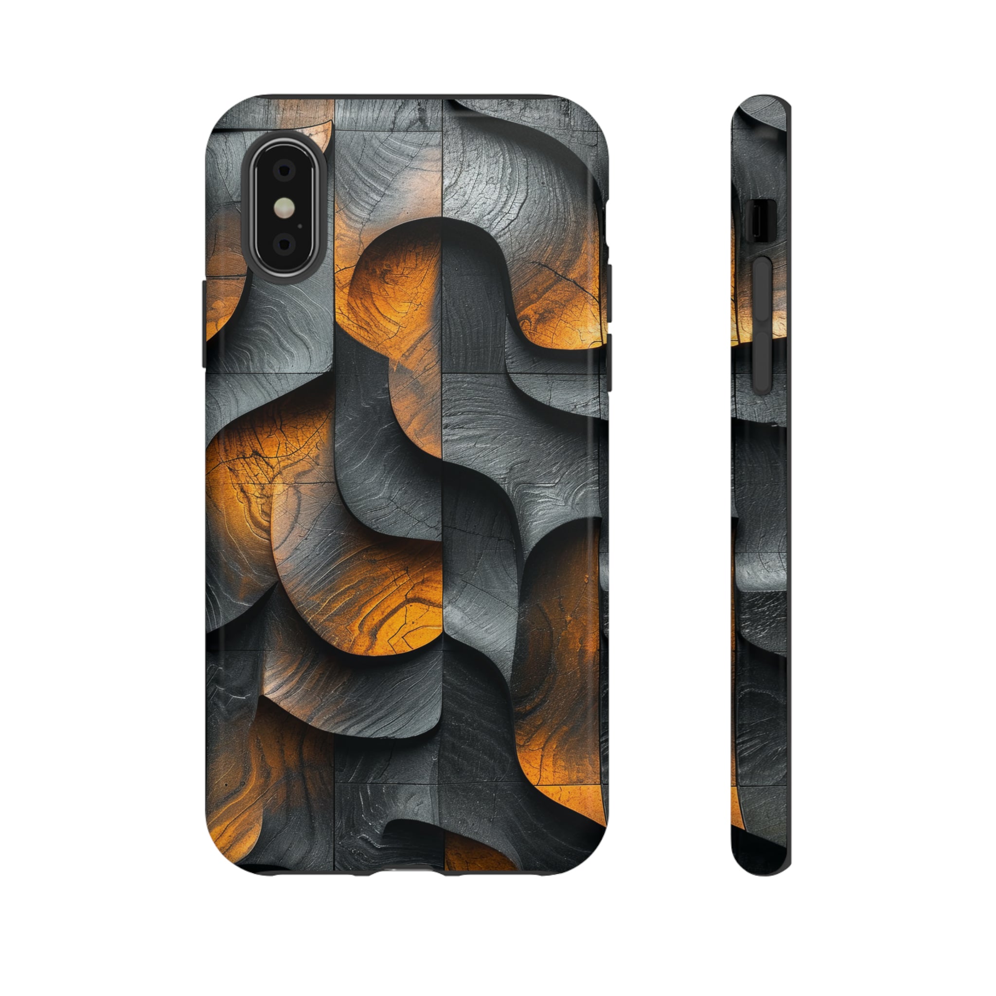 Grey Fire Orange Geometry - Protective Phone Case