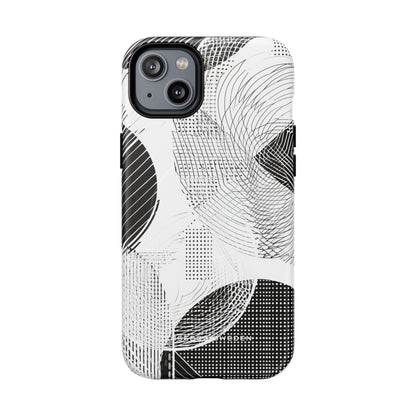 Geometric Monochrome Flow iPhone 14 | Tough+ Phone Case