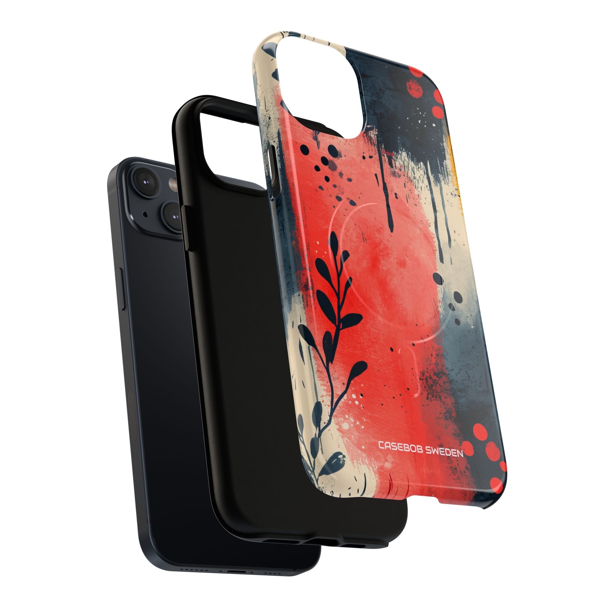 Red Blue Abstract Florals - Tough + MagSafe® iPhone 14 Phone Case