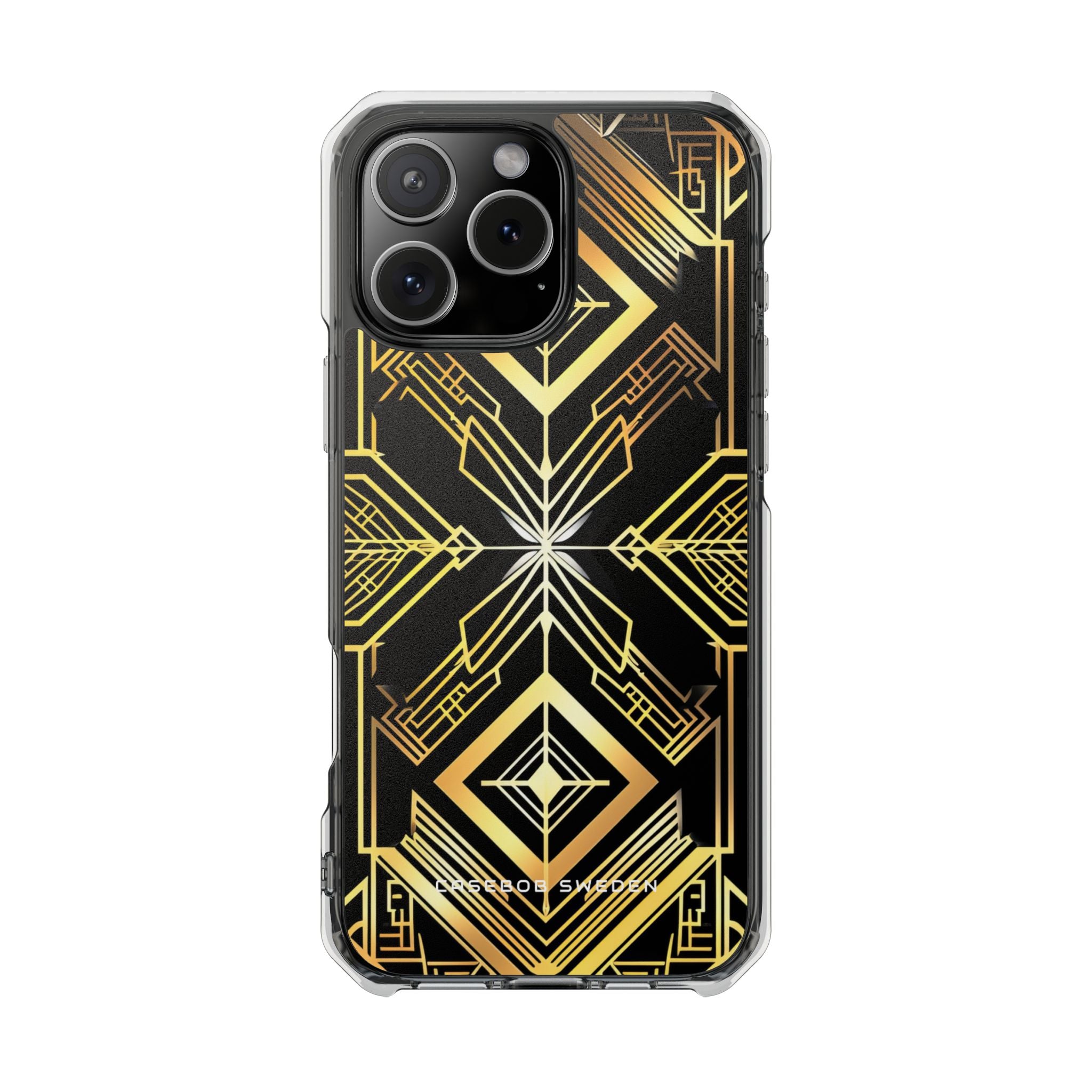 Golden Geometric Opulence iPhone 16 - Clear Impact Phone Case