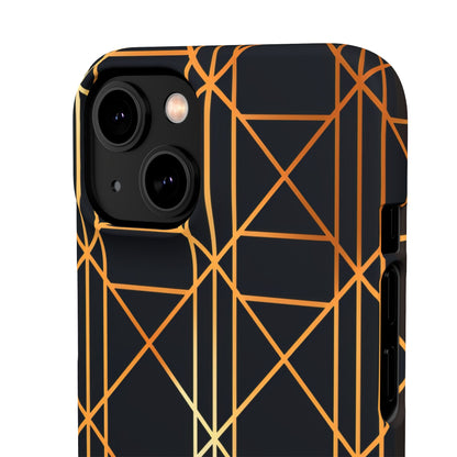 Golden Geometric Elegance iPhone 14 - Slim Phone Case