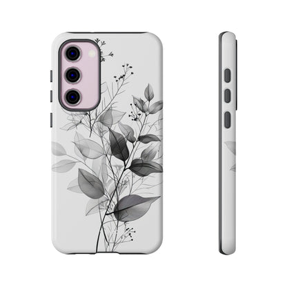 Veined Leaves Gray Samsung S23 Plus Case - Tough