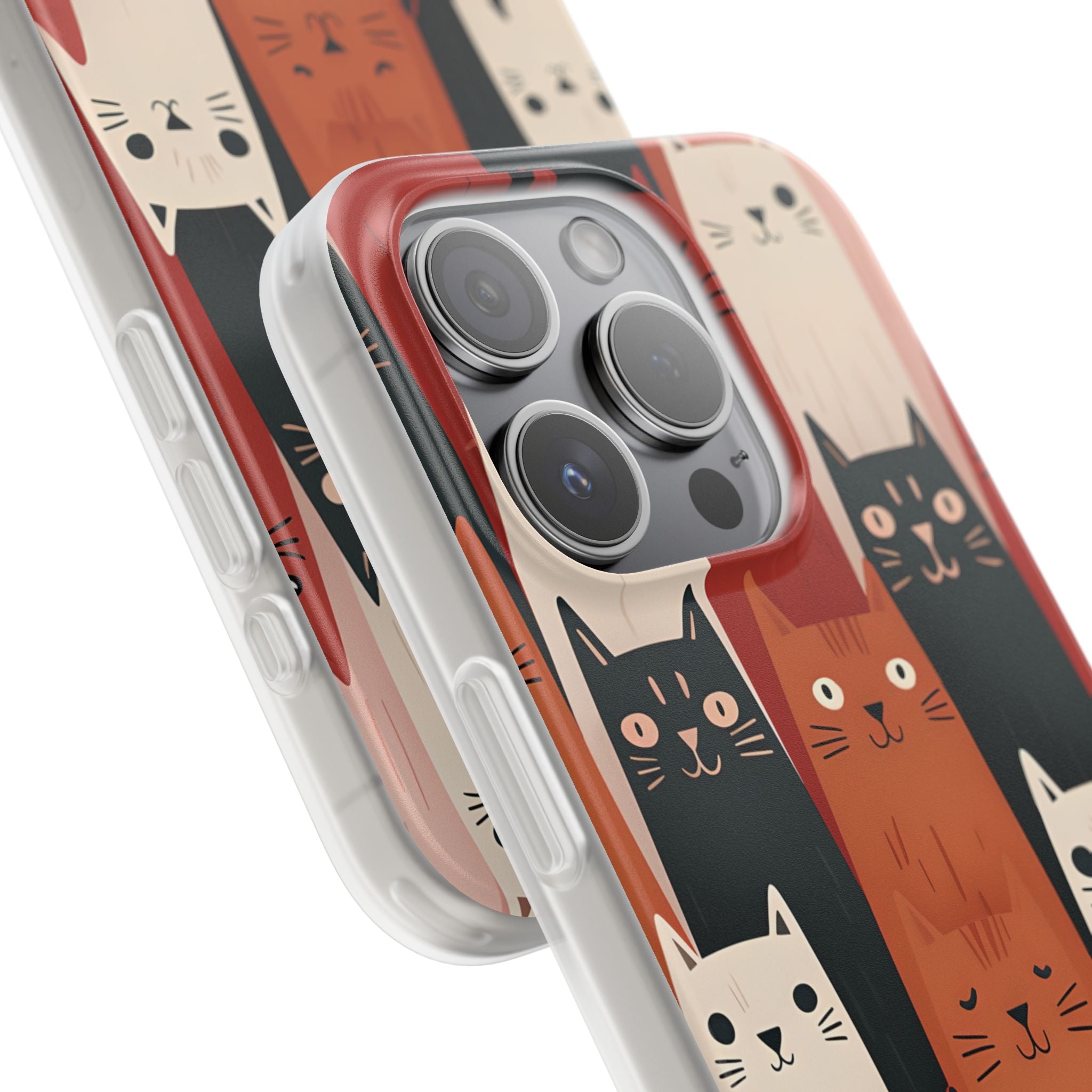 Elongated Cats Black iPhone 15 Pro Case - Soft