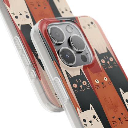 Elongated Cats Black iPhone 15 Pro Case - Soft