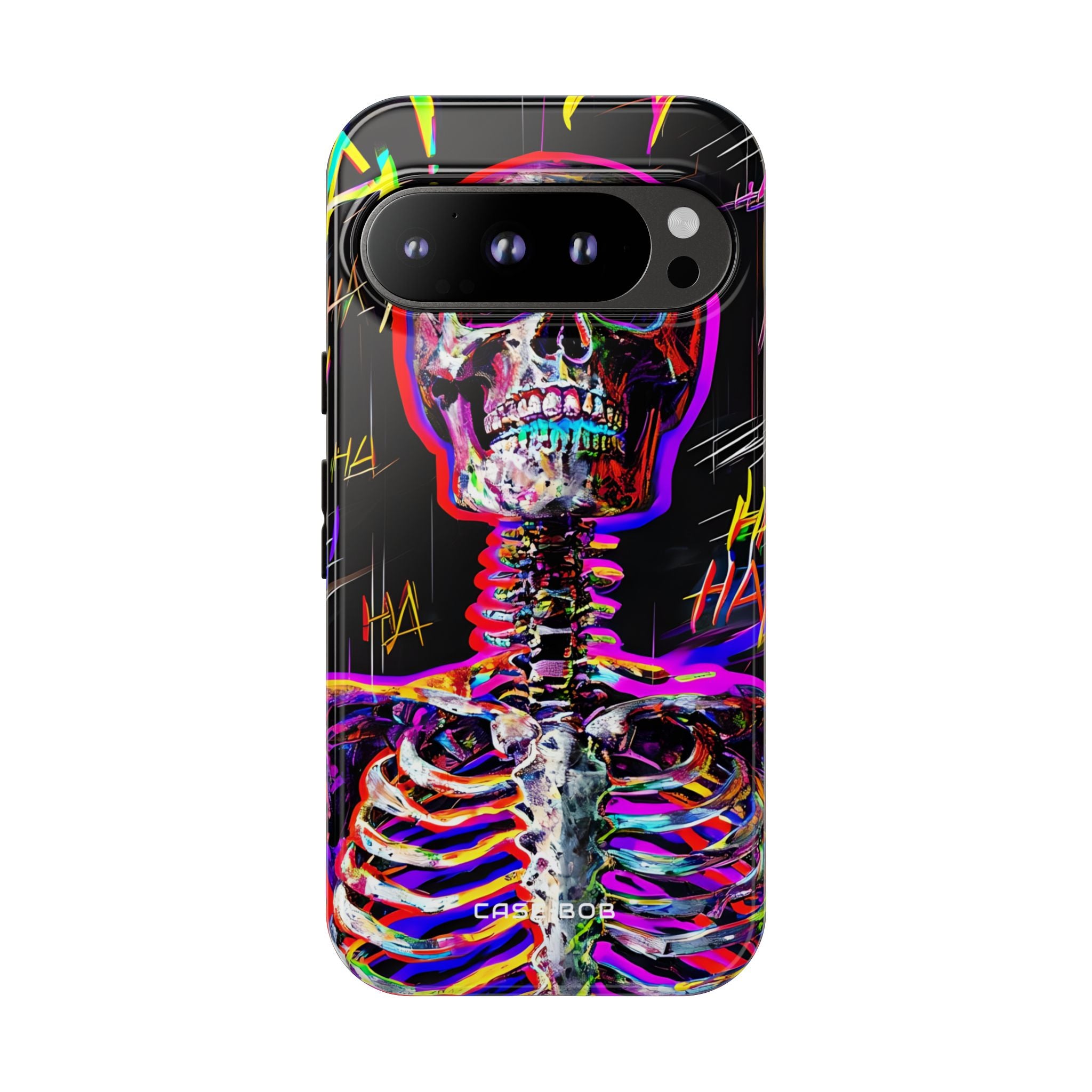 Neon Skeleton Laugh Google Pixel 9 Pro Case - Tough