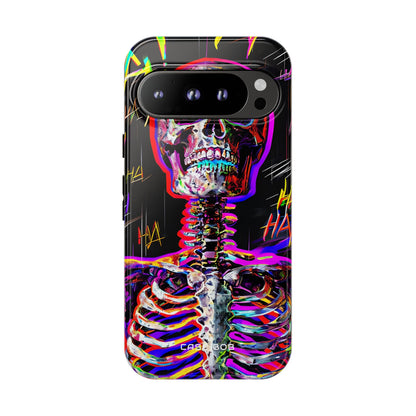 Neon Skeleton Laugh Google Pixel 9 Pro Case - Tough