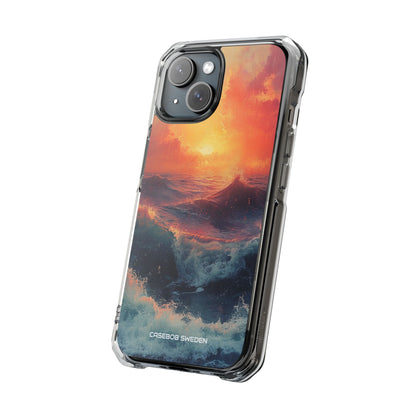 Ocean Sunset Waves - Clear Impact iPhone 15 Phone Case