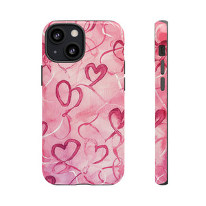 Intertwined Hearts & Cupid - Protective Phone Case